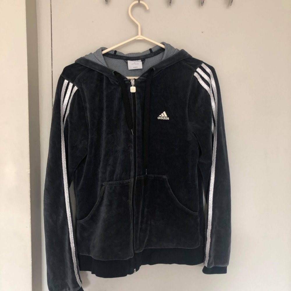 Addidas velvet zip up sweater